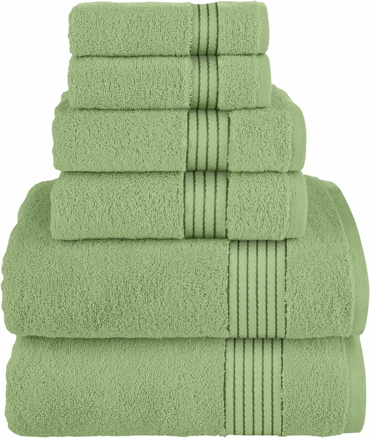 Elegant Comfort Cotton 6-Piece Towel Set Cotton Bathroom, Sage