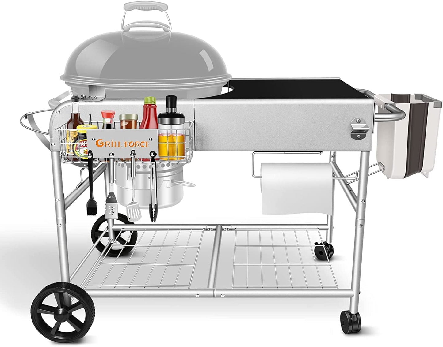 Elf Grill Grill Stand Cart for Weber Kettle 22" & 18" Charcoal Grills - Multifunctional Cooking Station