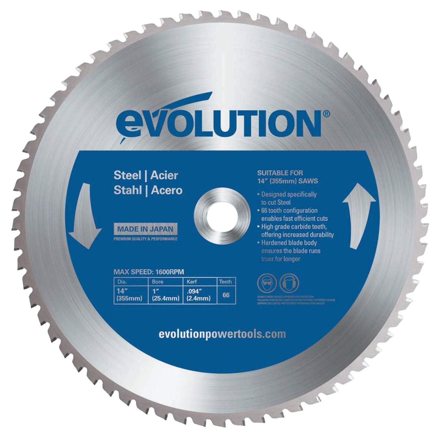 Evolution 14BLADEST | 14 In. | 66T | 1 In. Arbor | Mild Steel And Ferrous Metal TCT Blade