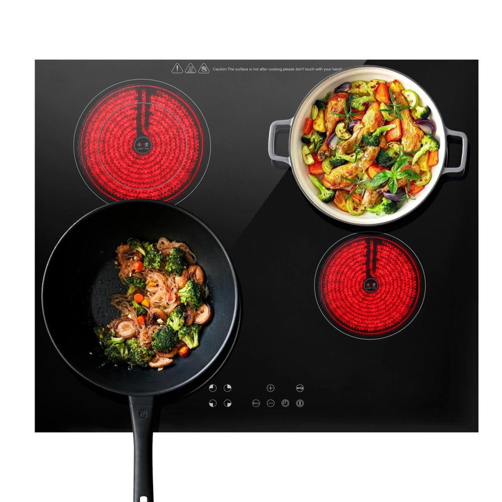 FOVOLAT Cook Top Stove Electric Electric Hot Plate 4 Burners 220-240V Table Top Stove with Touch Control for Stone Pot Bibimbap Simmer Steam Fry designer
