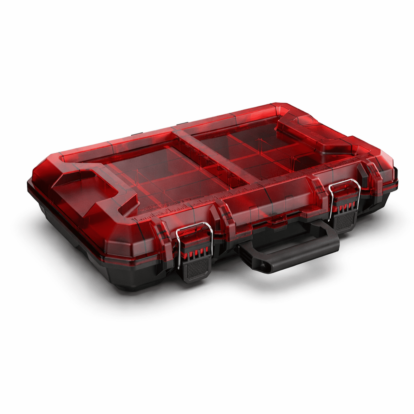 Hyper Tough Hyper Stack Shallow Full-Size Organizer with Dividers – Modular Storage with Translucent Lid & Handle