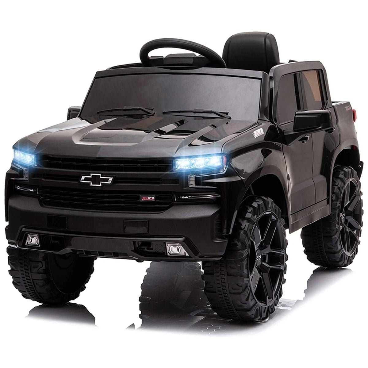 FUNTOK Licensed Chevrolet Silverado Kids Electric Ride on Toys,Battery Powered 12V Child Ride on Truck Car w/ Parent Remote Control and Storage Trunk, Pink