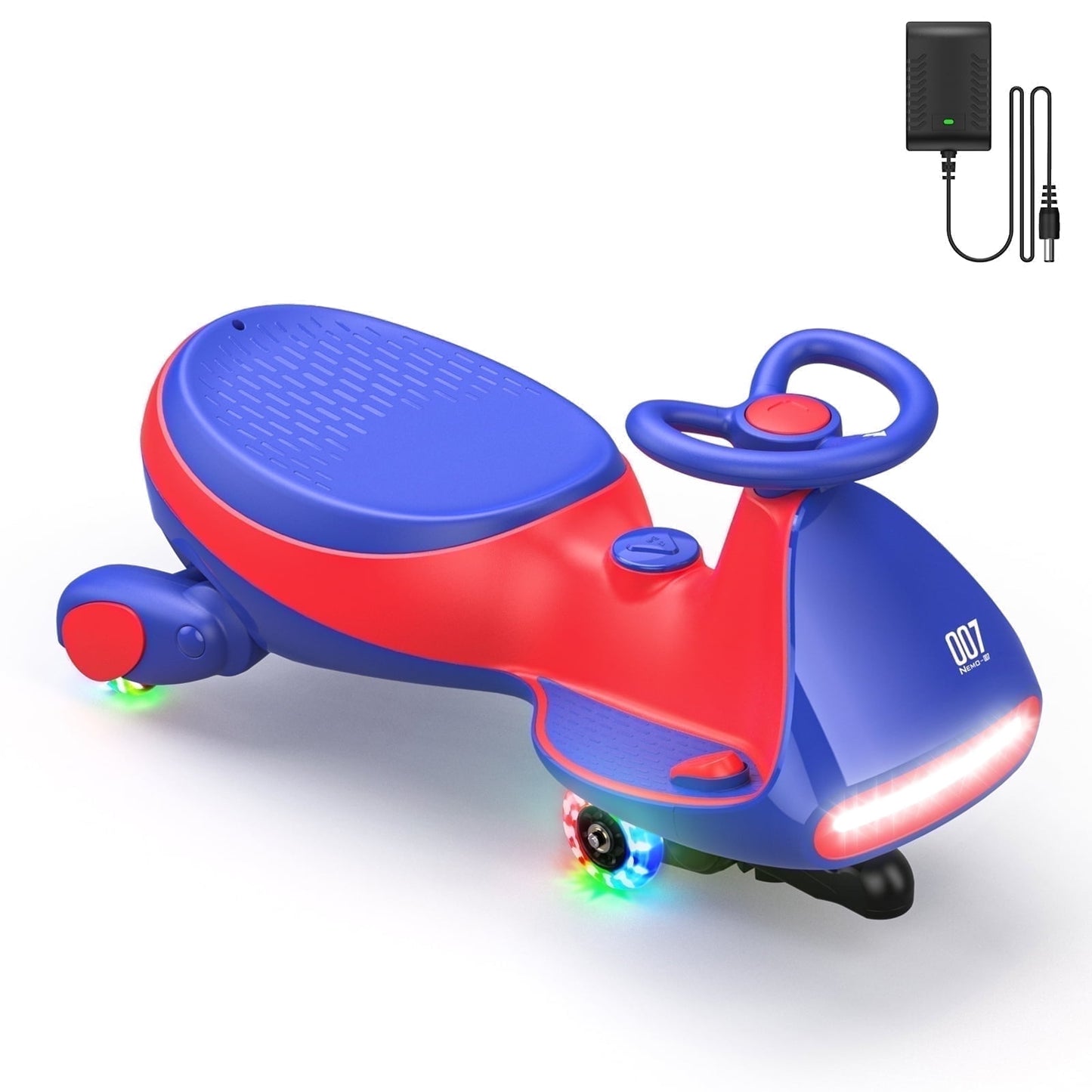 FanttikRide 12V N7 Pro Electric Wiggle Car with Pedal, 2-in-1 Kids Ride On Toy, Rechargeable Battery, 2-Speed, Anti-Rollover, Flashing Wheels, Bluetooth Music, for Ages 3+, 150 lbs, Penguin Black