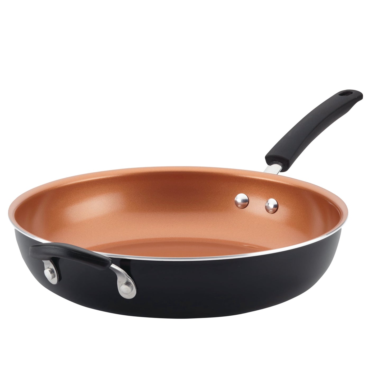 Sartén de Cerámica Antiadherente de 12.5 Pulgadas con Mango Auxiliar, Apto para Lavavajillas, Negro