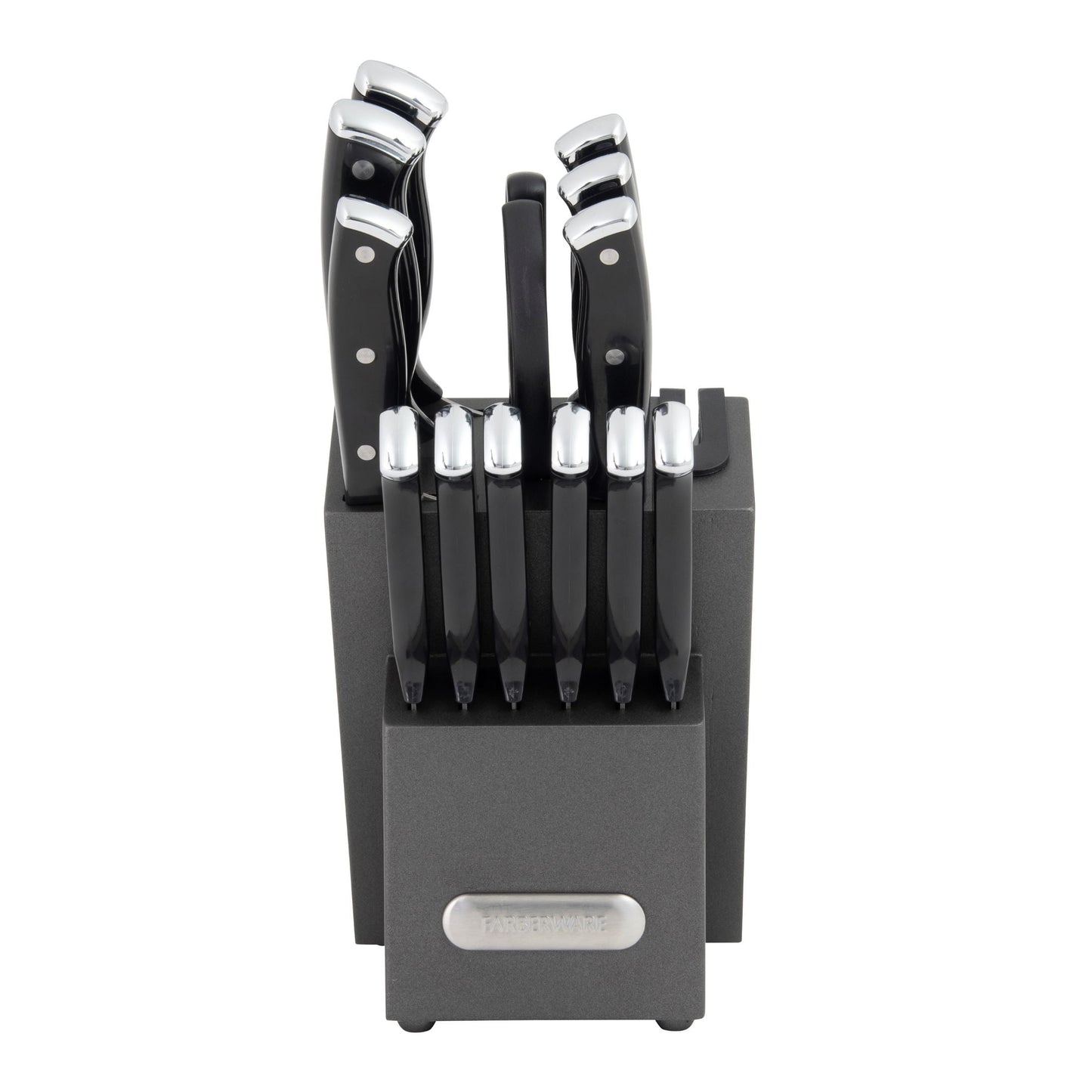 Farberware Edgekeeper Classic 14-Piece Graphite Knife Block Set with Built-In Knife Sharpener