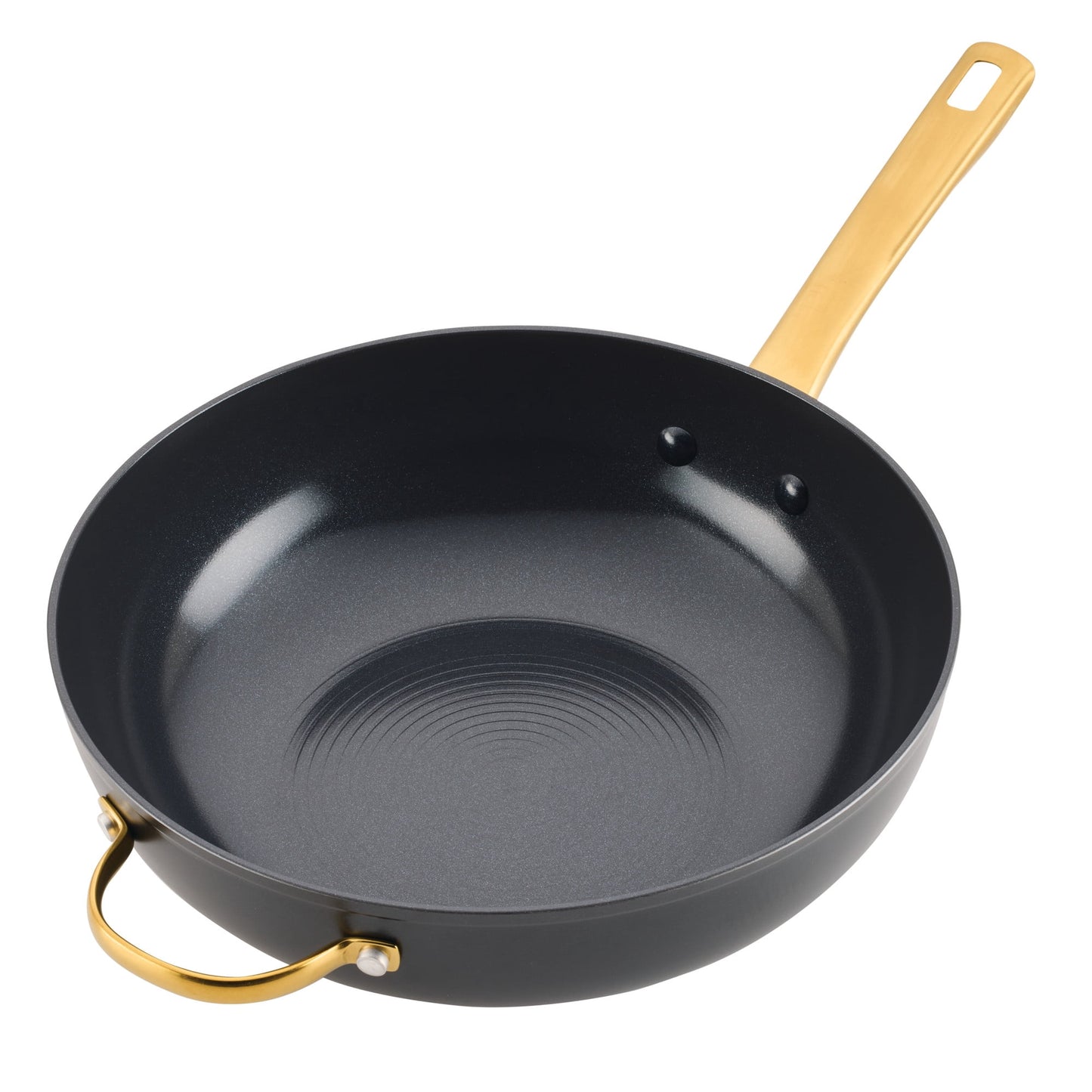 Farberware Forged Induction 12 Inch Ceramic Nonstick Stir-Fry Pan with Helper Handle, Dishwasher Safe and Oven Safe to 500°F, Black
