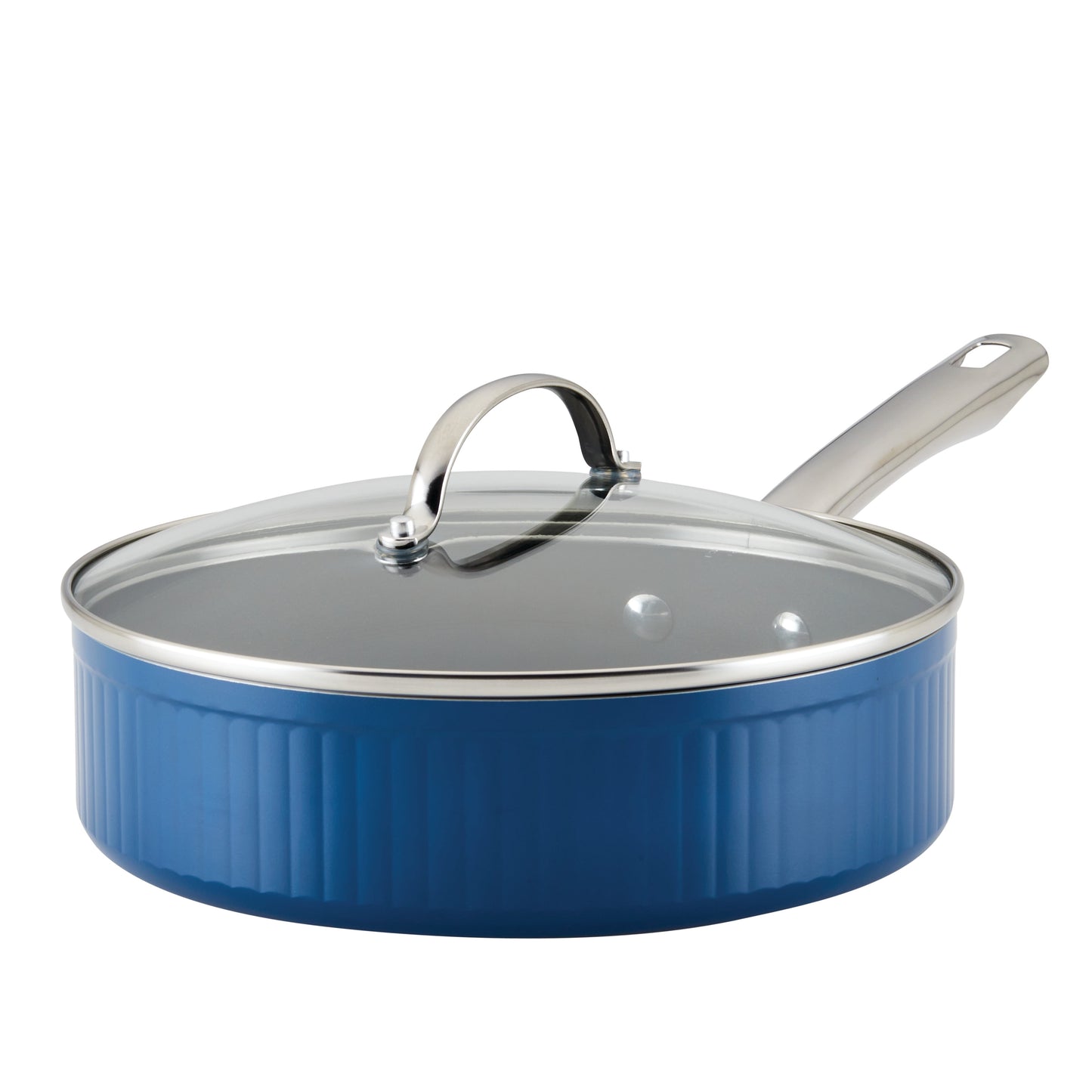 Farberware Style 3 Quart Nonstick Saute Pan with Tempered Glass Lid, Dishwasher Safe and Oven Safe to 500°F, Blue