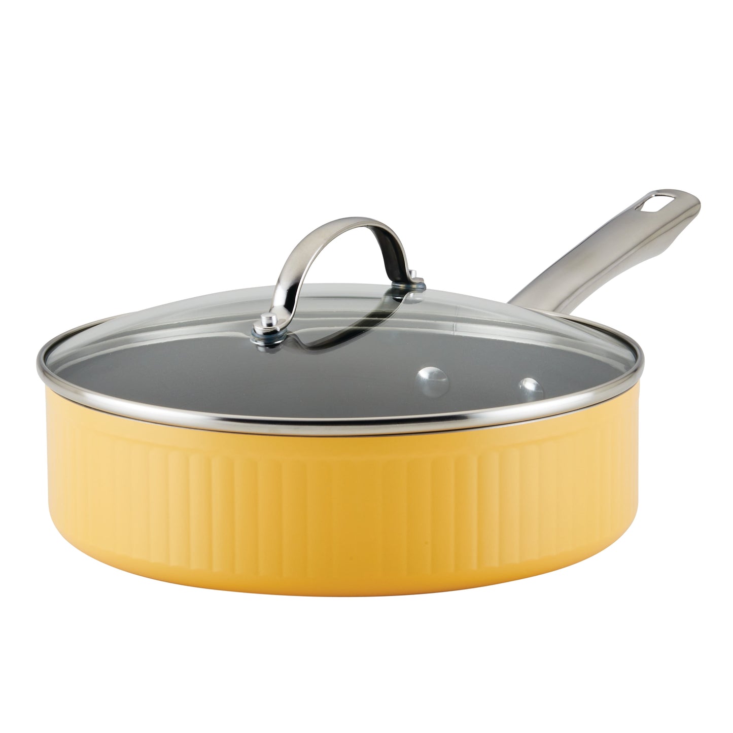 Farberware Style 3 Quart Nonstick Saute Pan with Tempered Glass Lid, Dishwasher Safe and Oven Safe to 500°F, Yellow