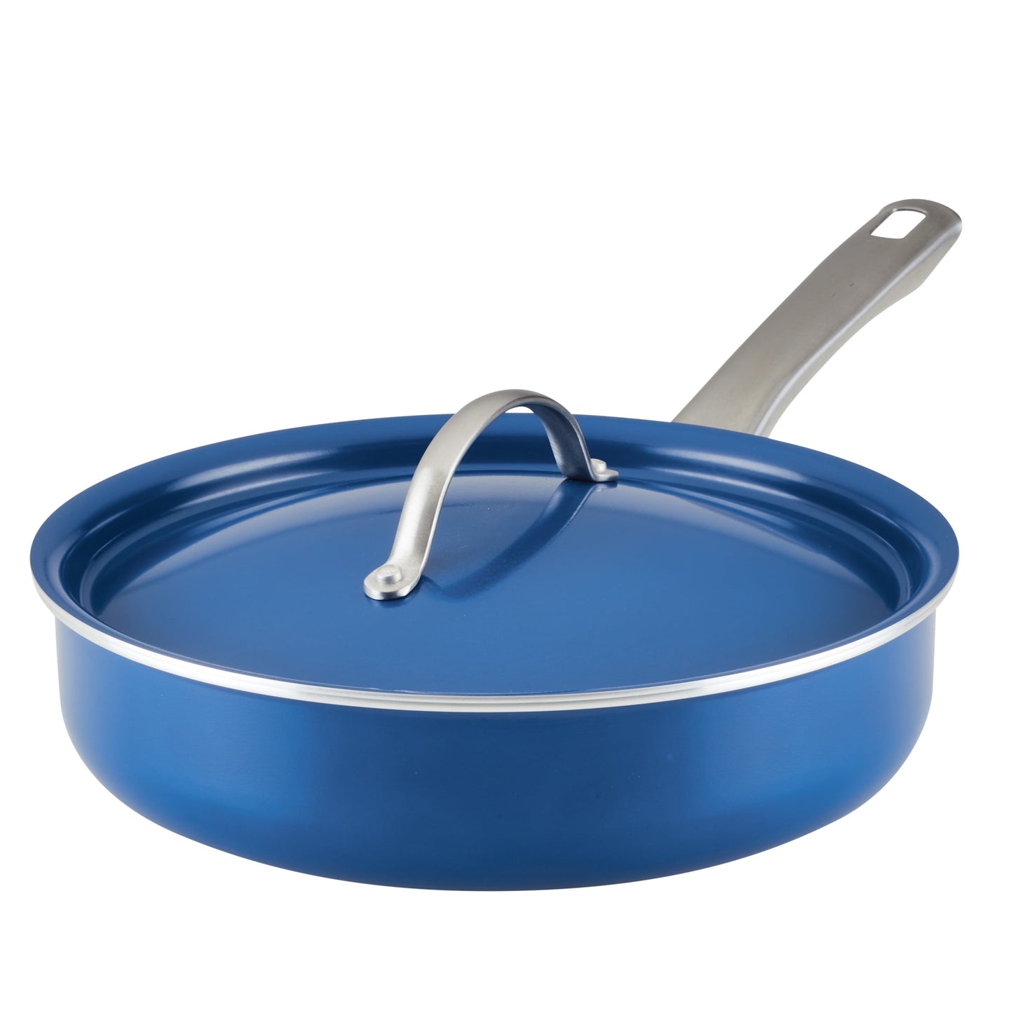 Farberware Vibrance 2.75 Quart Ceramic Nonstick Saute Pan with Lid, Dishwasher Safe and Oven Safe to 500°F, Blue