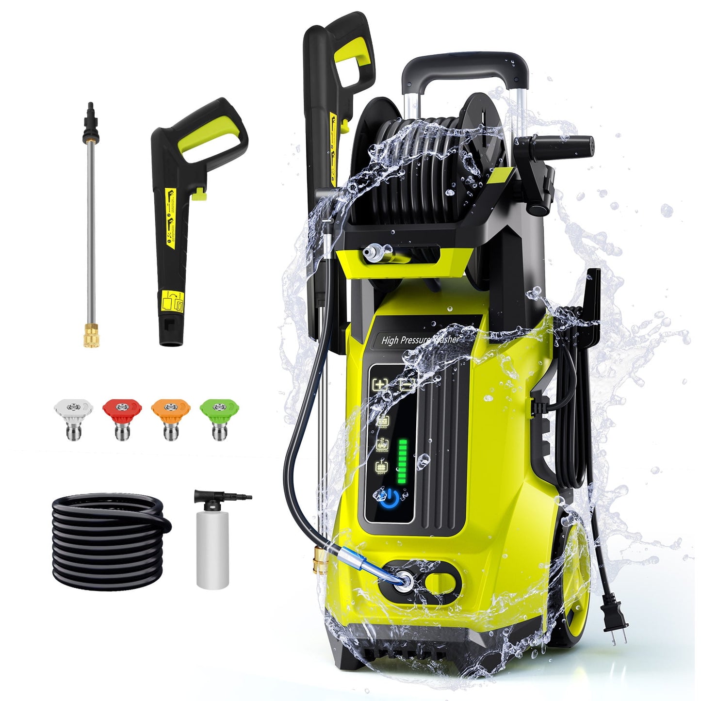 Fenbeli 4500PSI Electric Pressure Washer Touch Screen Adjustable Pressure And 3.2 GPM for Home Garden