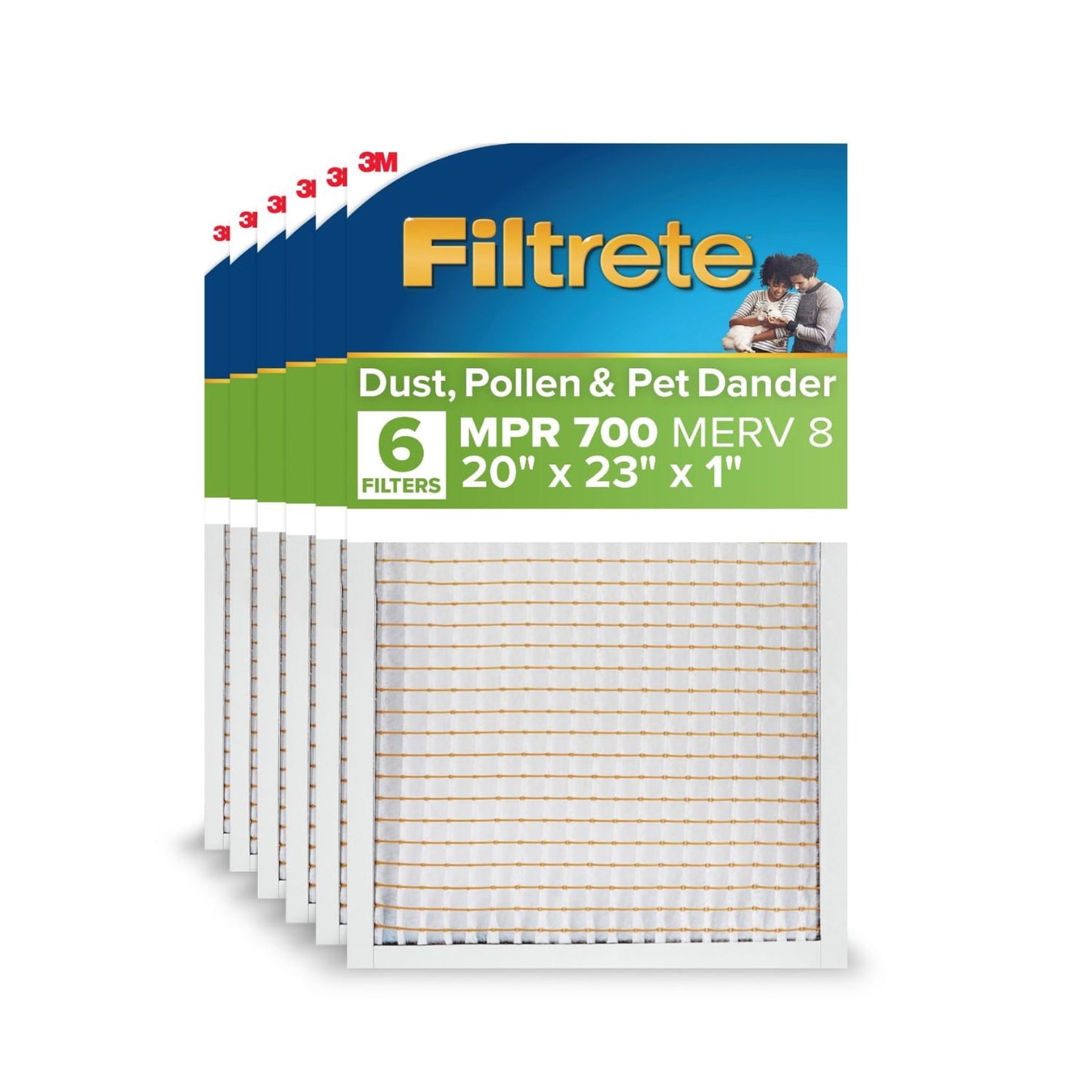Filtrete 20x23x1 HVAC Furnace Air Filter, MPR 700 MERV 8, Dust, Pollen & Pet Dander Reduction, 6 Pack