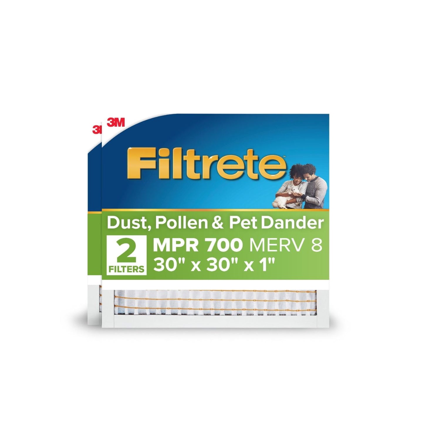 Filtrete 30x30x1 HVAC Furnace Air Filter, MPR 700 MERV 8, Dust, Pollen & Pet Dander Reduction, 2 Pack