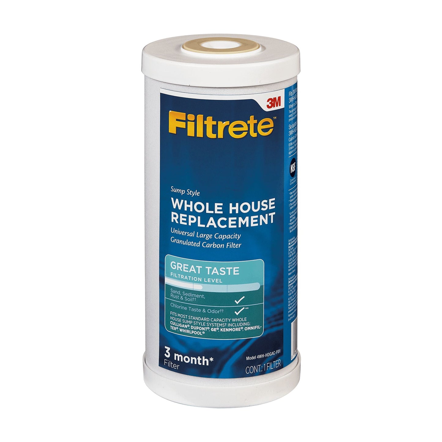 Filtrete Filtro de Agua para Toda la Casa de Gran Capacidad con Carbón Activado Granulado, 4WH-HDGAC-F01