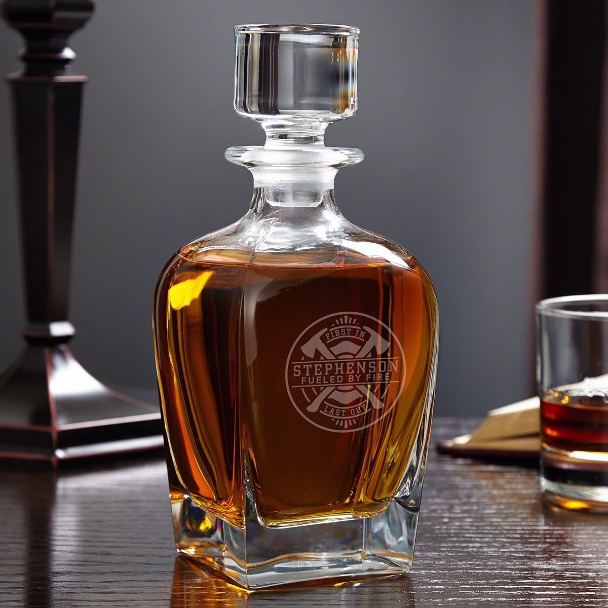Firefighter Brotherhood Engraved Draper Whiskey Decanter