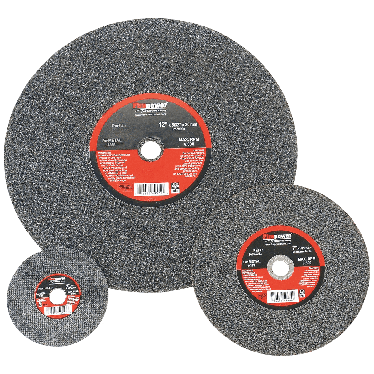 Firepower 1423-3184 Type 1 Cut Off Abrasive Wheels 4-1/2" x 1/16 x 7/8 (5pk)