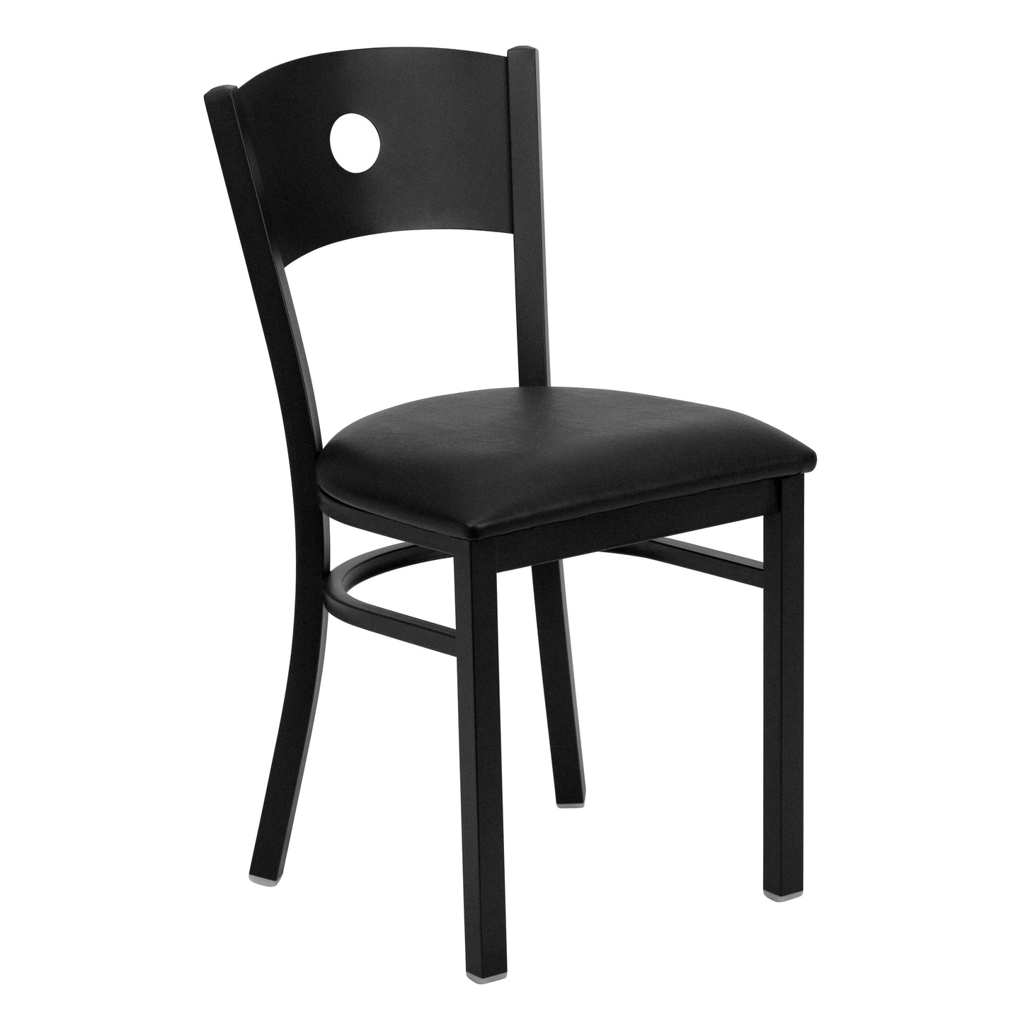 Flash Furniture HERCULES Series Black Circle Back Metal Restaurant Chair - Burgundy Vinyl Seat