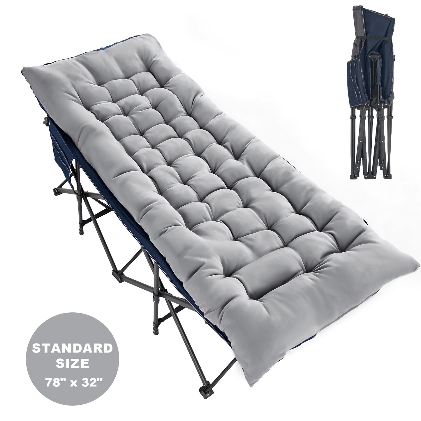 FlexWave 75" x 28" Folding Camping Cot with Mattress for Adults, 880 lb Heavy Duty Portable Guest Bed for Camping, Home & Travel