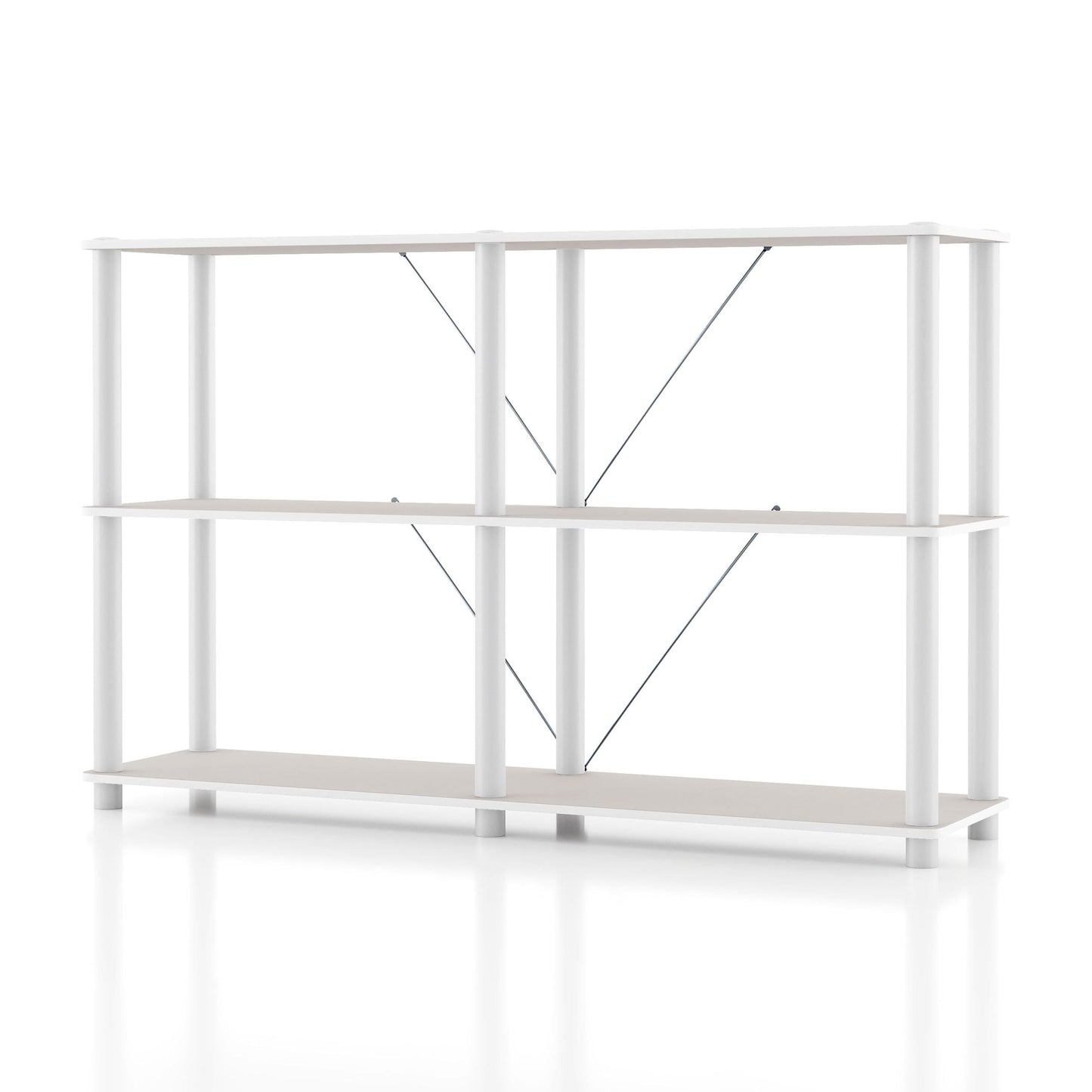 Furniture of America Brooks Adult Open Display Shelf Bookcase, 3-Tier 47-inch Console Table, Greige
