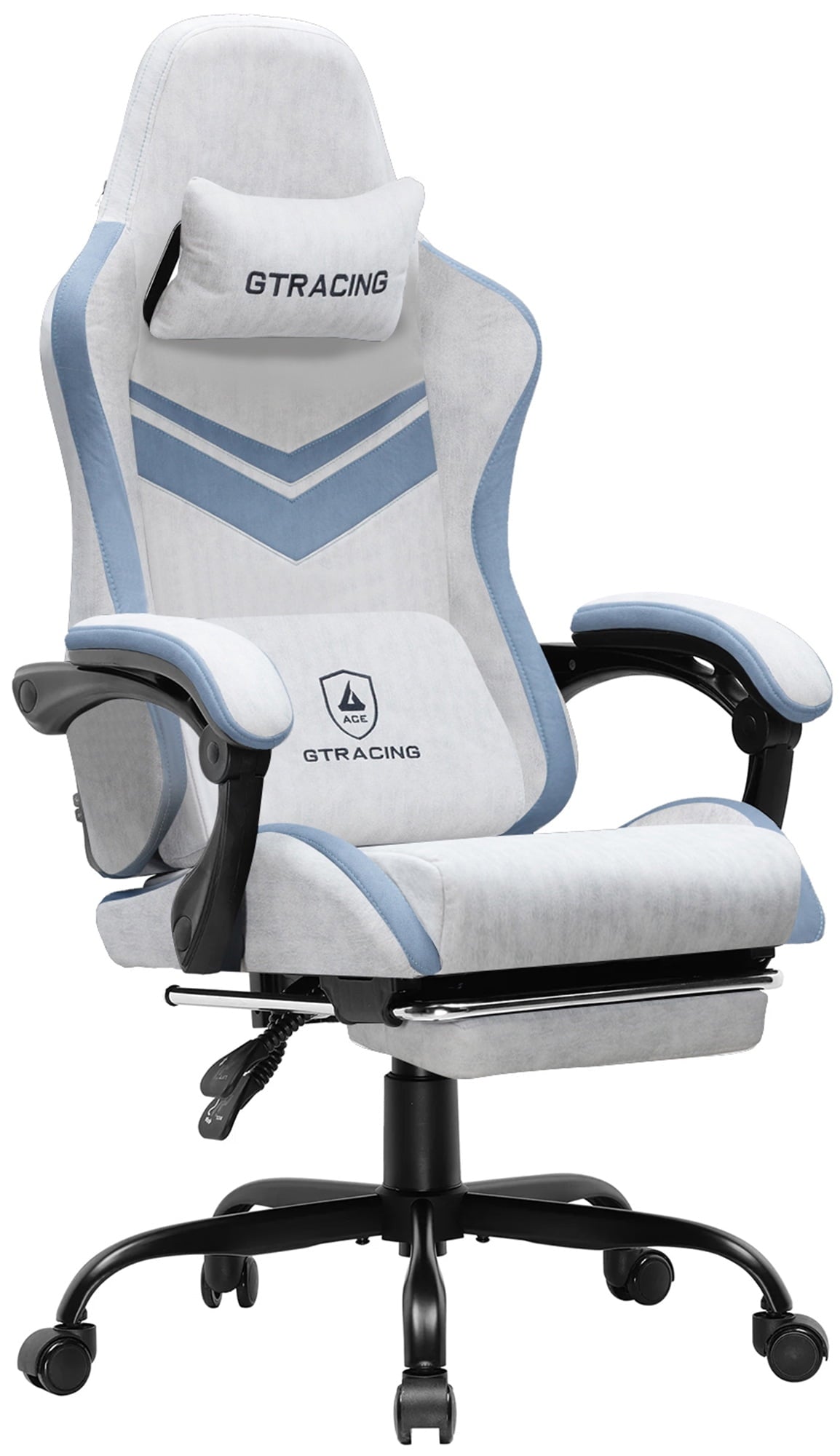 GTRACING GTW-300 Silla Gamer de Tela Ergonómica Reclinable de Altura Ajustable, Gris/azul