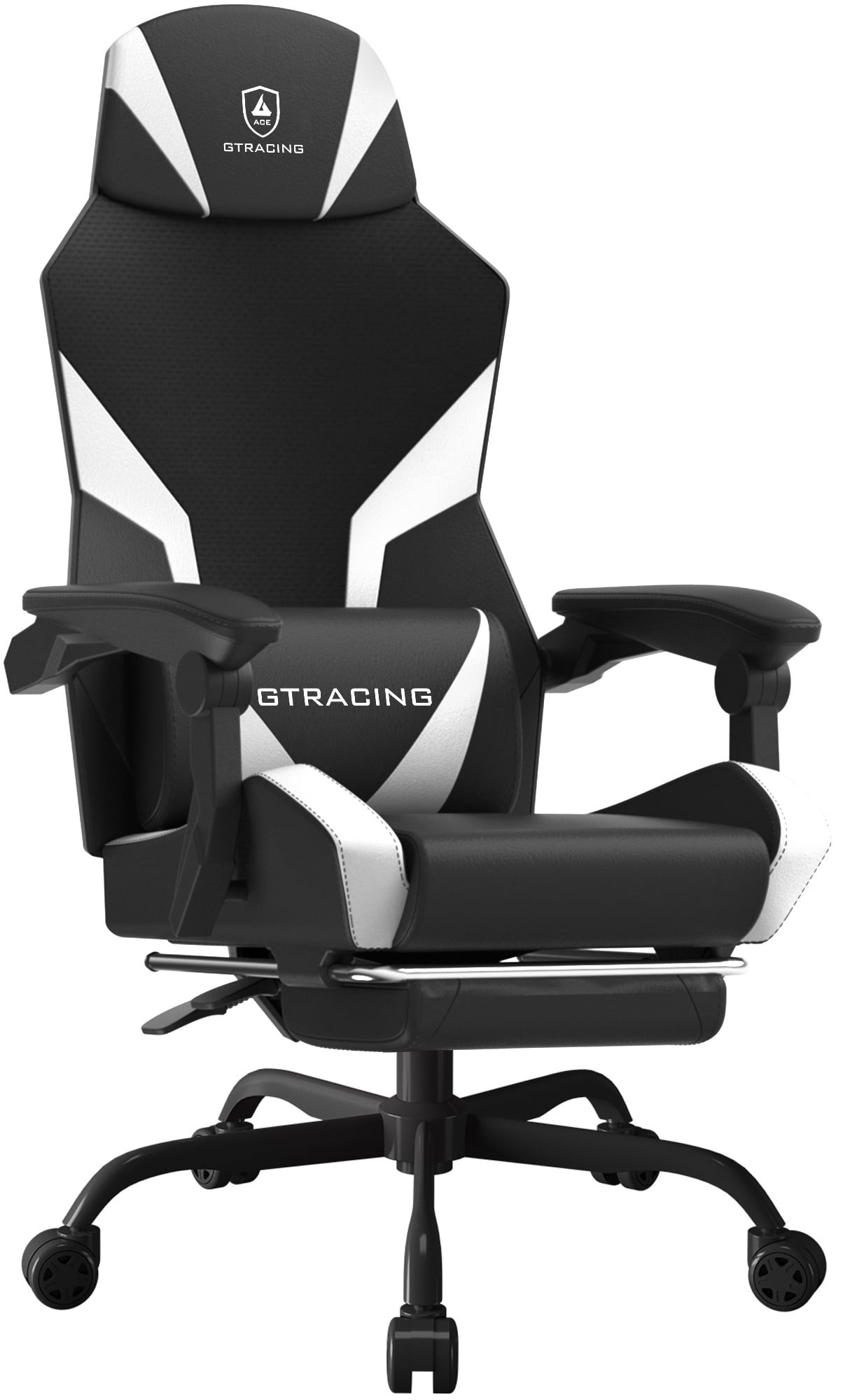 GTRACING LUFT-400 Mesh & Faux Leather Ergonomic Gaming and Office Chair with Adjustable Reclining, Lumbar Support, and Footrest, White