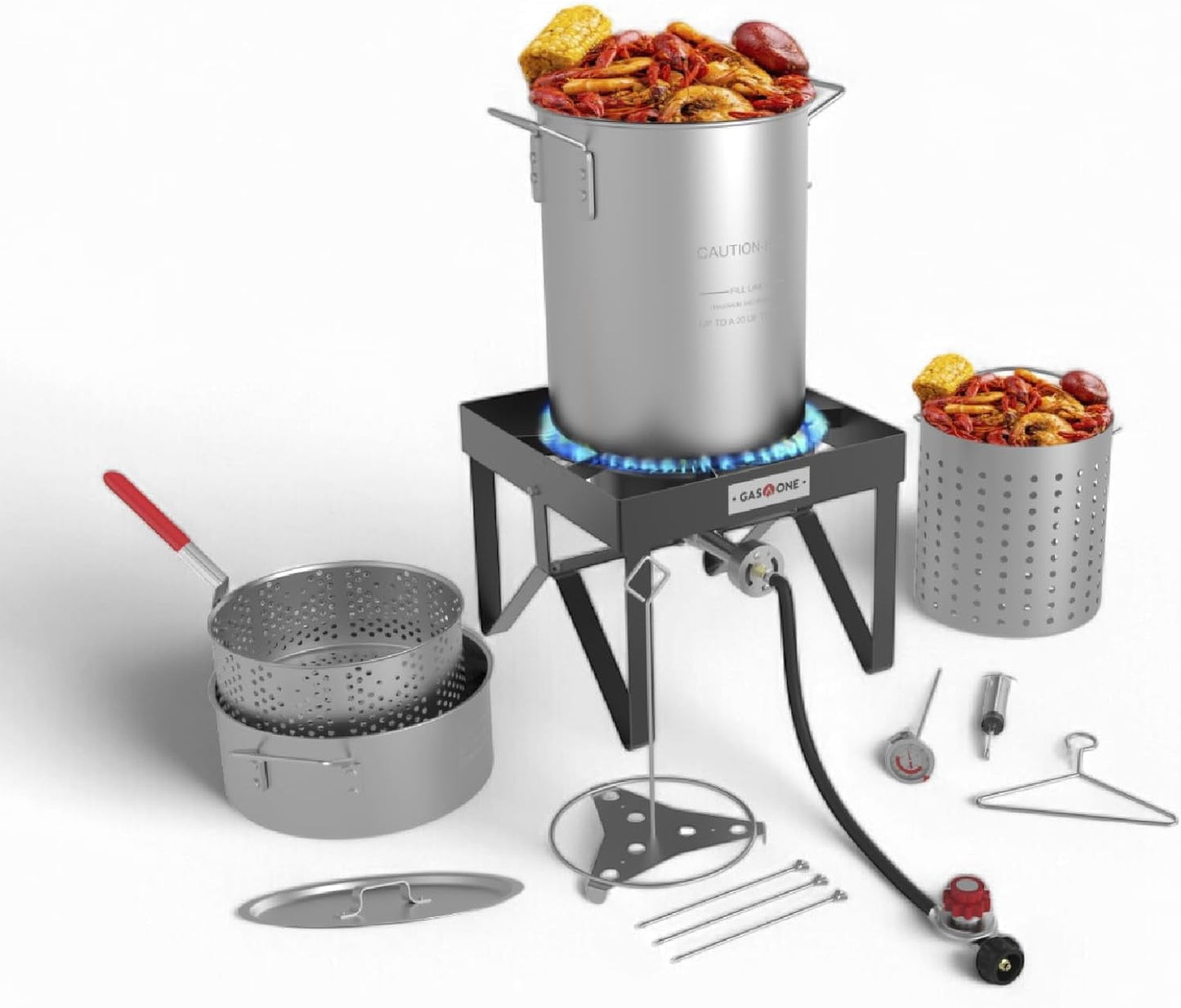 GasOne Seafood Boil Kit, 30QT & 10QT Propane Burner Set for Crawfish, Crab, Shrimp, Lobster, Turkey