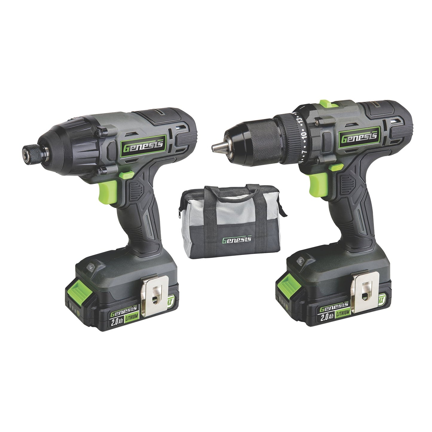 Genesis 20-Volt Cordless Li-Ion 2-Speed Drill Driver/Impact Driver Combo Kit, GL20DIDKB2