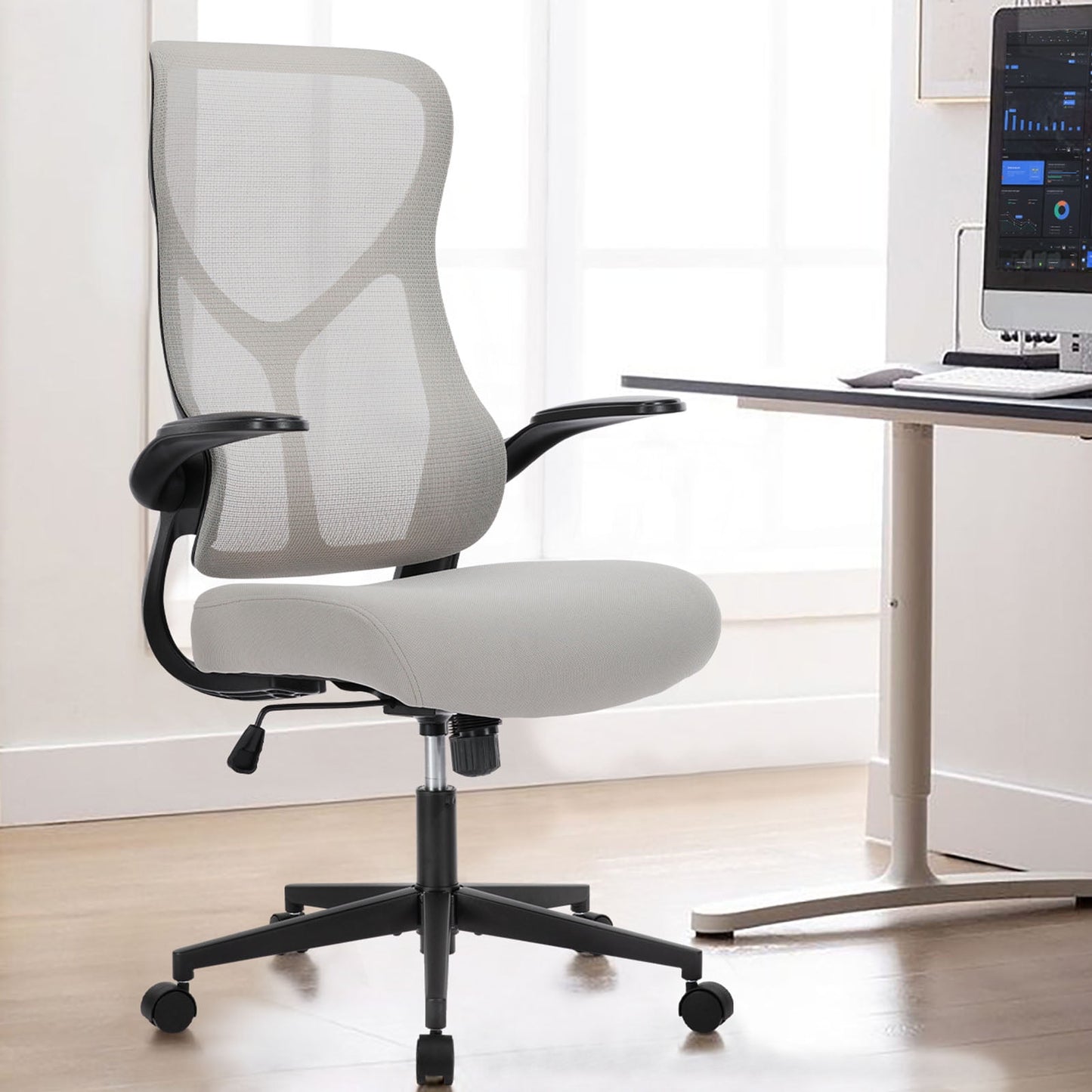 Gianna Adjustable Ergonomic Office Chair with Comfortable Armrests for Home & Computer Work,White
