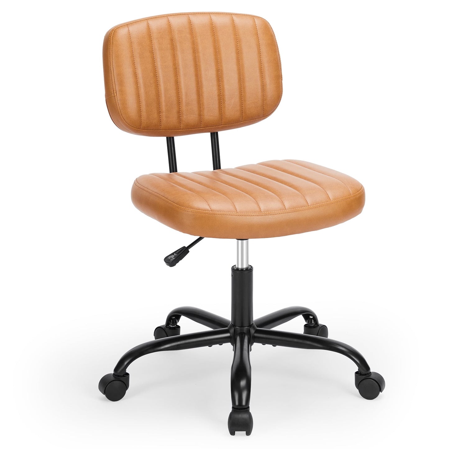 Gianna Armless Office Desk Chair with Adjustable Height, 360°Swivel, and Computer Chair with Lumbar Support, Brown
