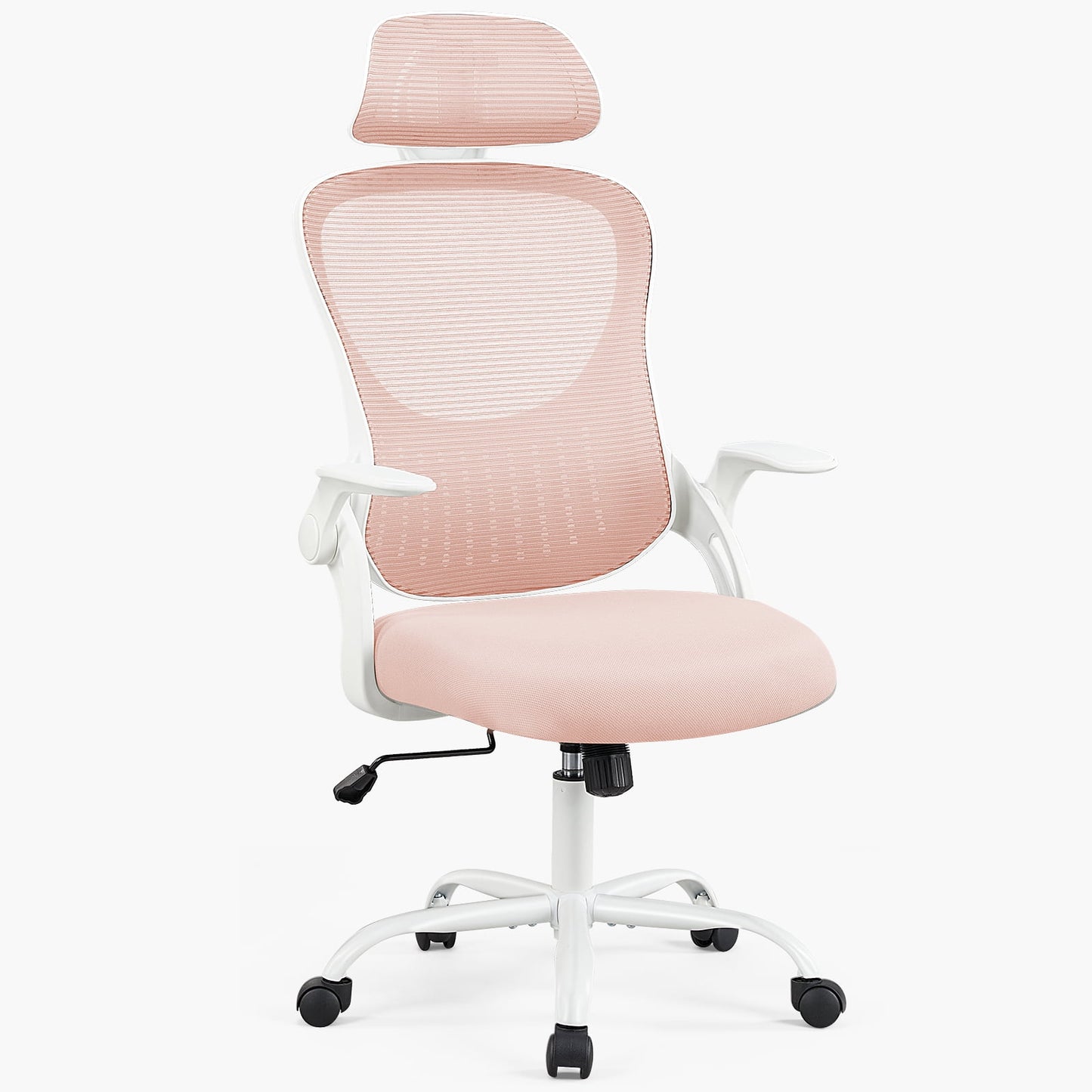 Gianna Desk Chair with Adjustable Headrest & Flip-Up Armrests – Lumbar Support for Comfortable All-Day Sitting, Pink