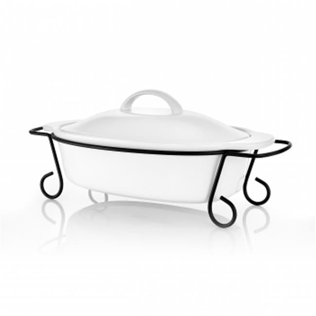 Gibson Home Gracious Dining Oval Stoneware Bakeware with Lid & Metal Rack - 2 Piece