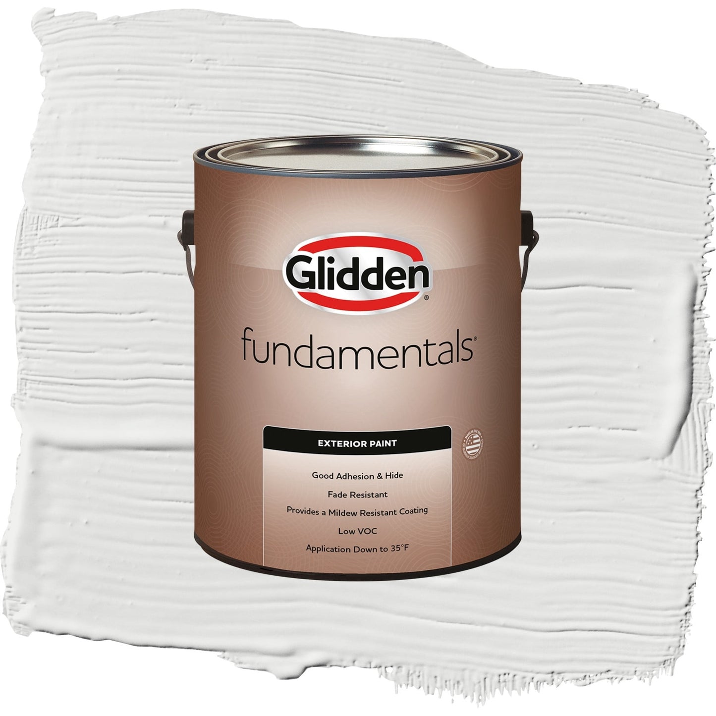 Glidden Fundamentals Aria / White Semi-Gloss Exterior Paint, 1 Gallon