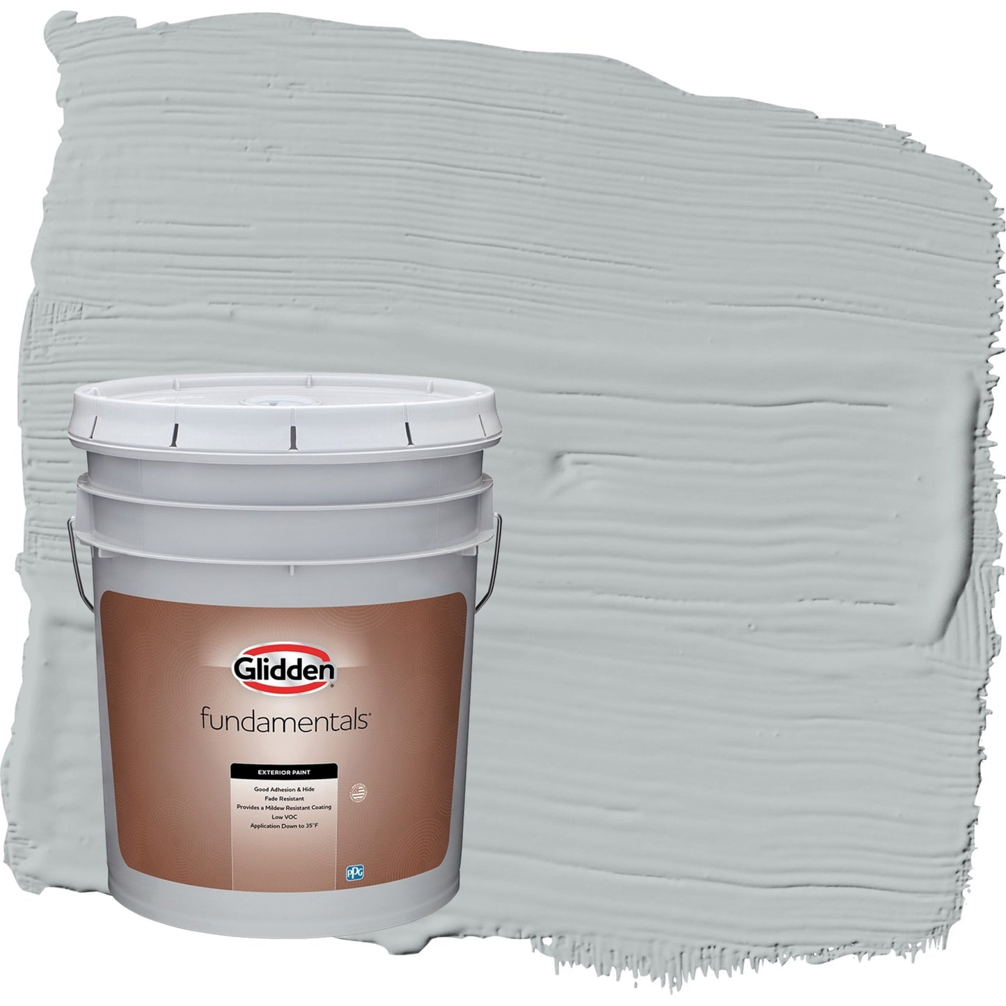 Glidden Fundamentals Maiden Mist / Gray Semi-Gloss Exterior Paint, 5 Gallon