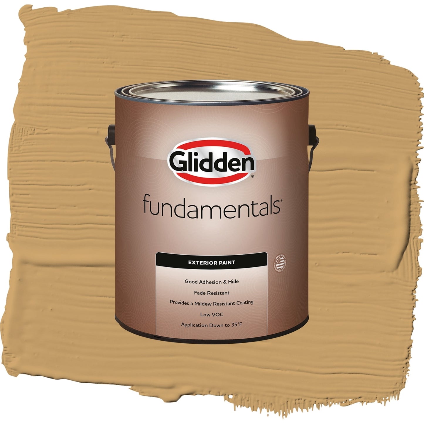 Glidden Fundamentals Good Life / Yellow, Flat Exterior Paint, 1 Gallon