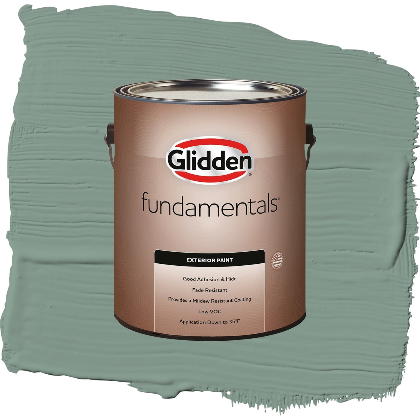 Glidden Fundamentals Paradise Found / Green, Flat Exterior Paint, 1 Gallon