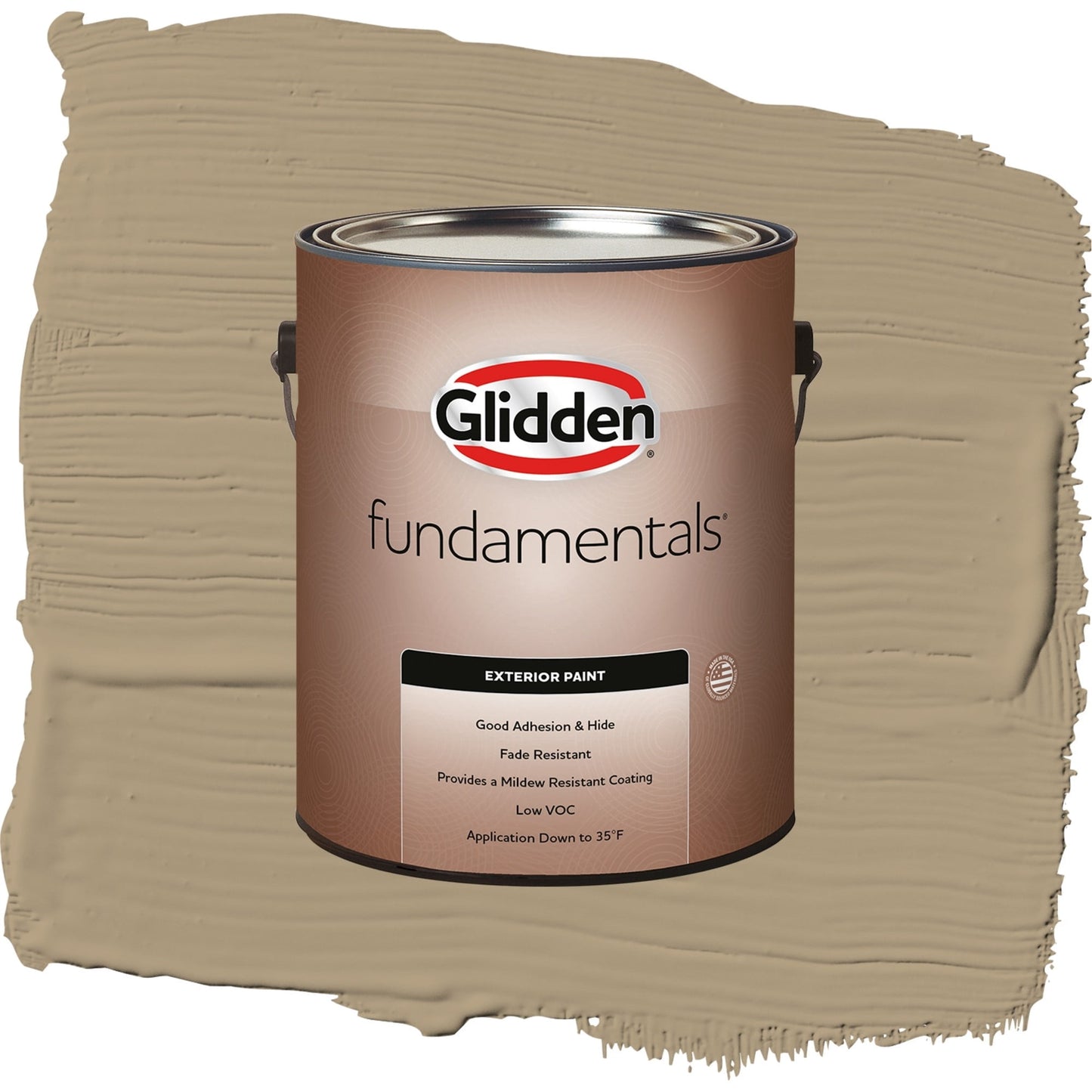 Glidden Fundamentals Stony Creek / Beige, Flat Exterior Paint, 1 Gallon