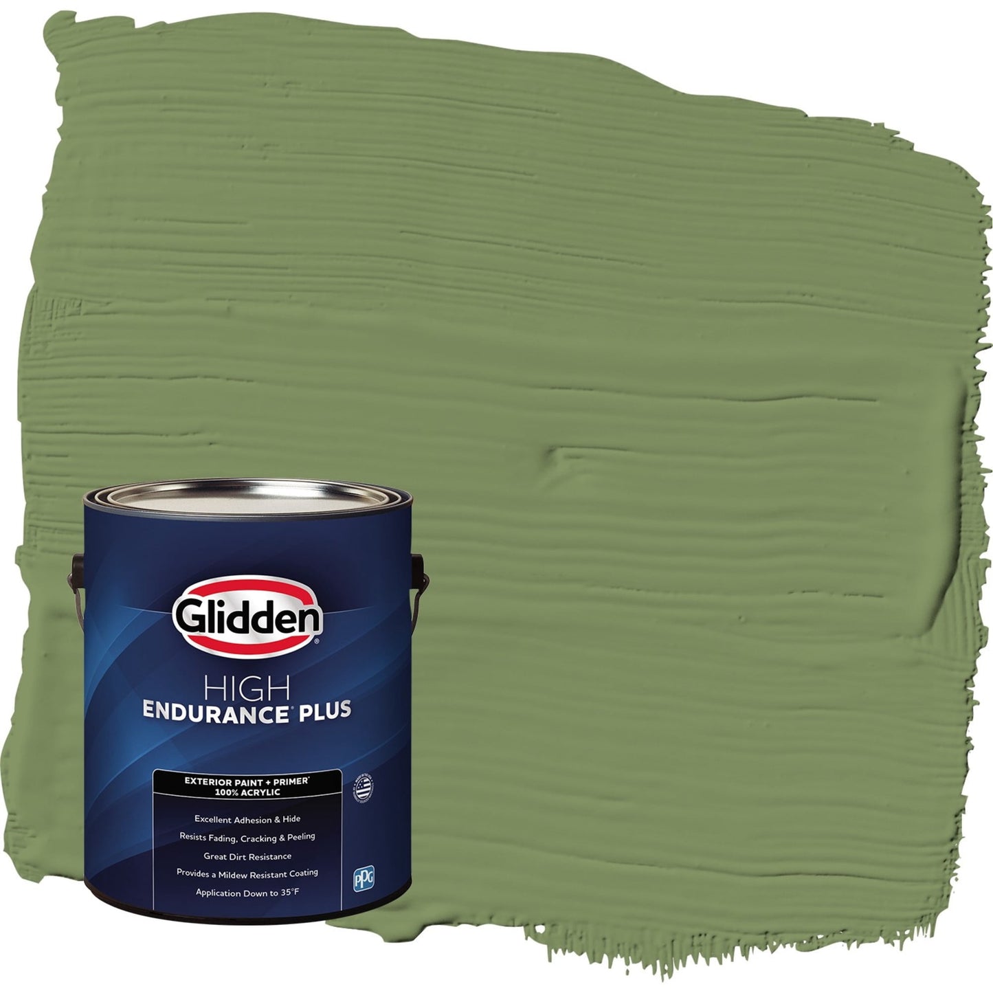 Glidden HEP Moss Point Green / Green Semi-Gloss Exterior Paint with Primer, 1 Gallon