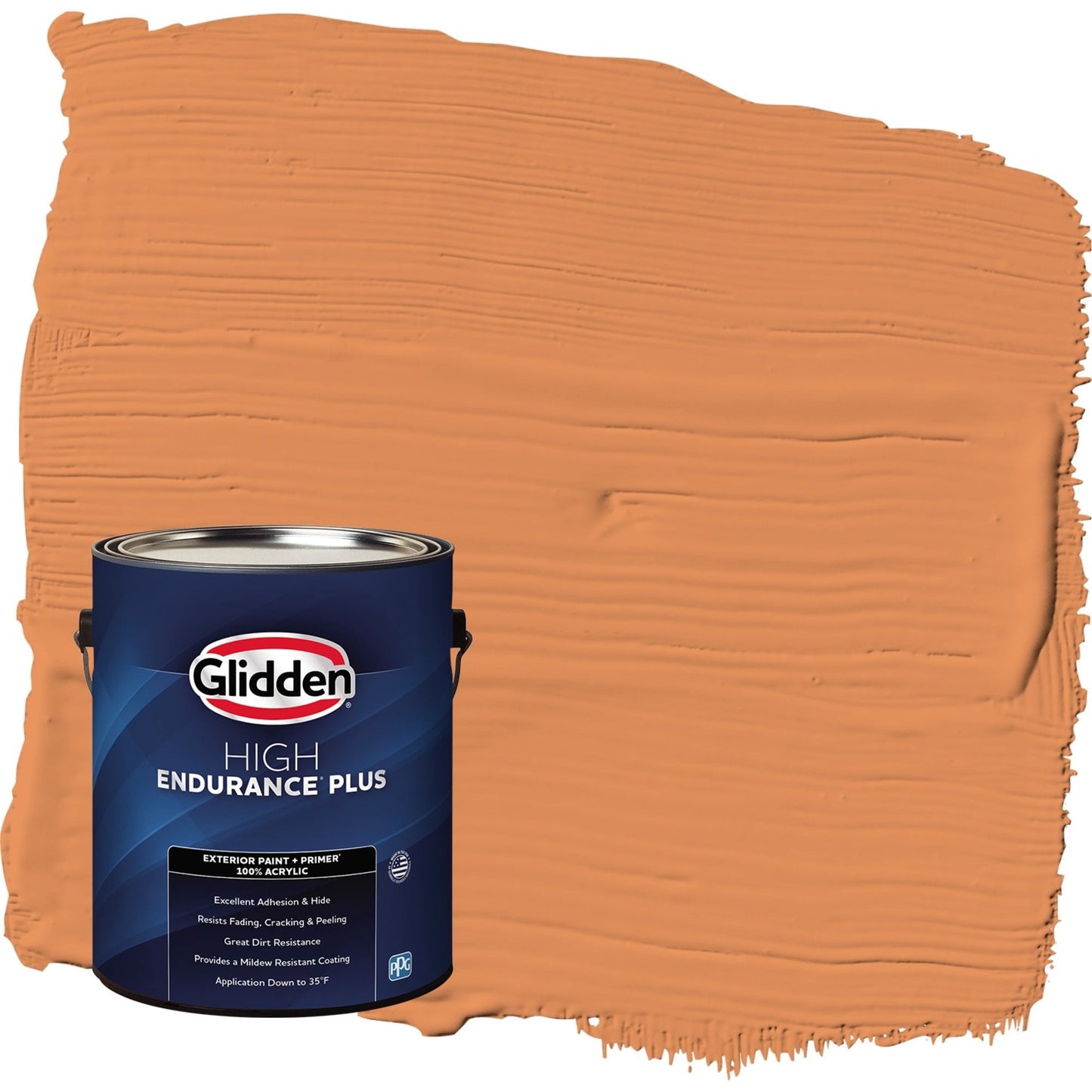 Glidden HEP Carrot Cake / Orange Flat Exterior Paint with Primer, 1 Gallon