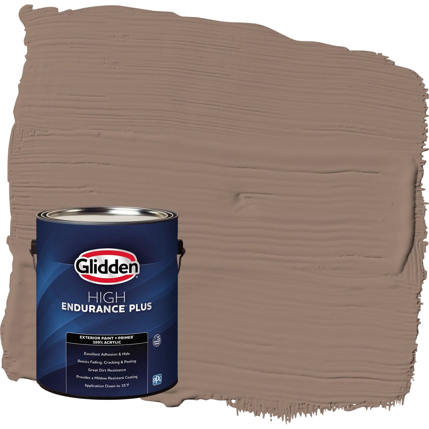 Glidden HEP Peppered Pecan / Tan Flat Exterior Paint with Primer, 1 Gallon