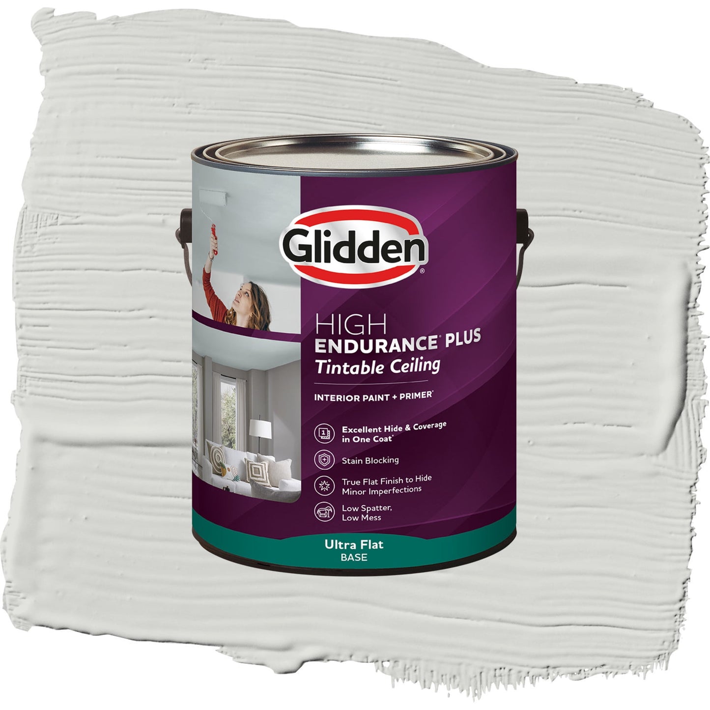 Glidden Glidden HEP Interior Ceiling Paint, Fog/Gray, Flat, 1 Gallon