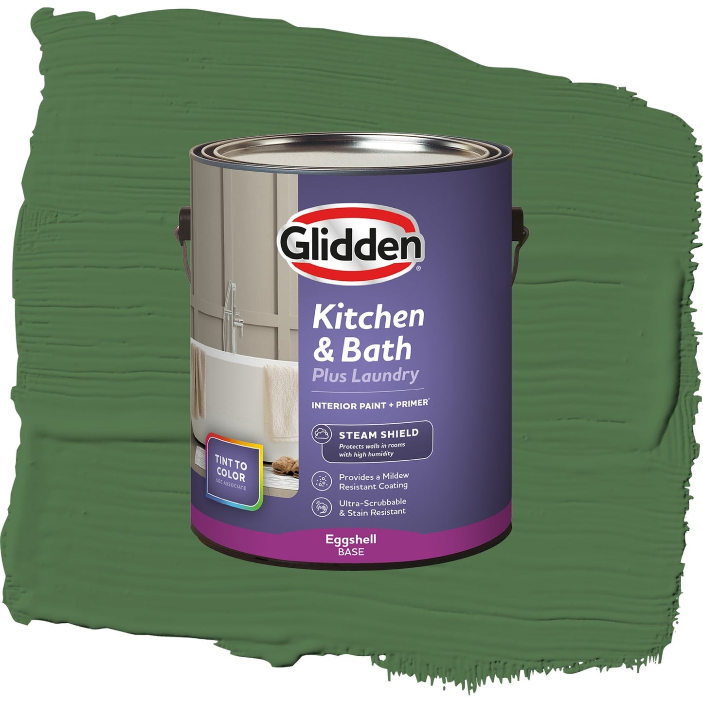 Glidden Glidden Kitchen Bath and Laundry Clover Leaf / Green, Eggshell Interior Paint with Primer, 1 Gallon