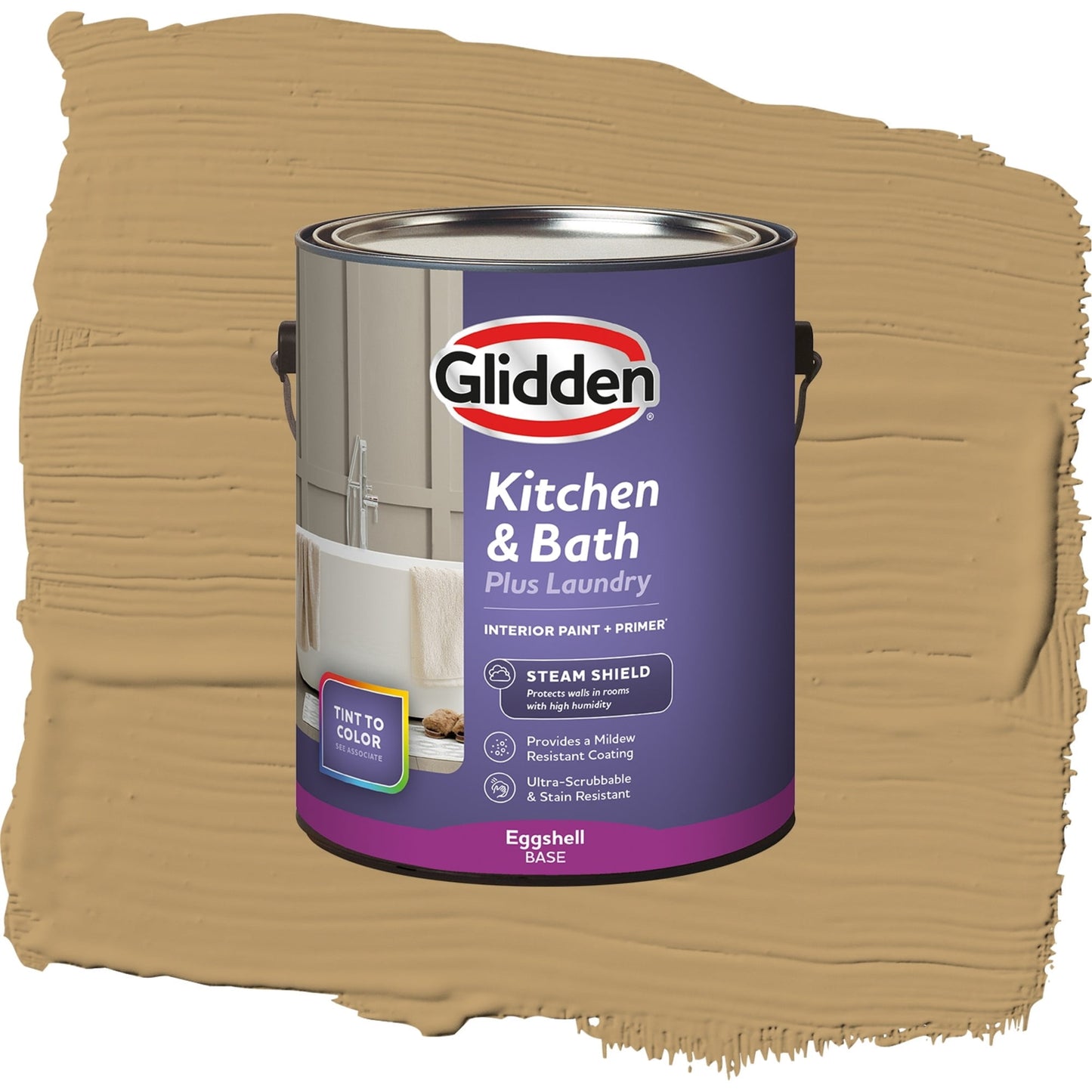 Glidden Glidden Kitchen Bath and Laundry Golden Granola / Beige, Eggshell Interior Paint with Primer, 1 Gallon