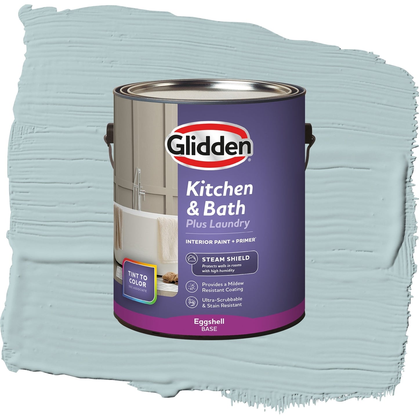 Glidden Glidden Kitchen Bath and Laundry Misty Surf / Blue, Eggshell Interior Paint with Primer, 1 Gallon