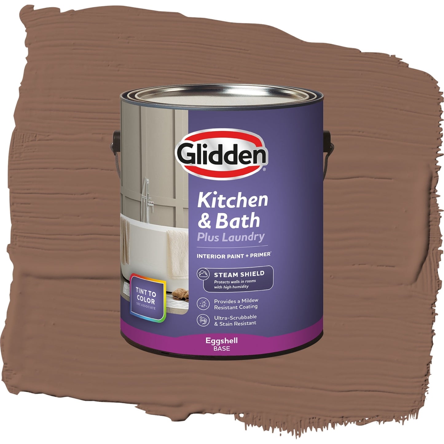 Glidden Glidden Kitchen Bath and Laundry Suede Leather / Brown, Eggshell Interior Paint with Primer, 1 Gallon