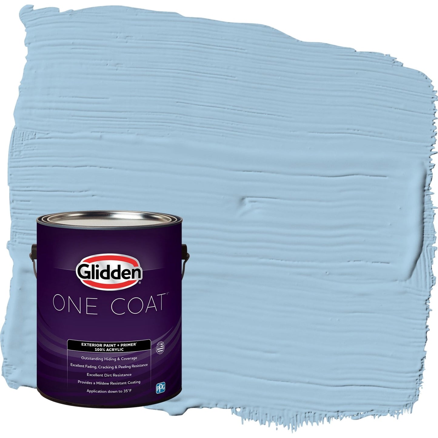 Glidden One Coat Blue Bows / Blue Semi-Gloss Exterior Paint with Primer, 1 Gallon