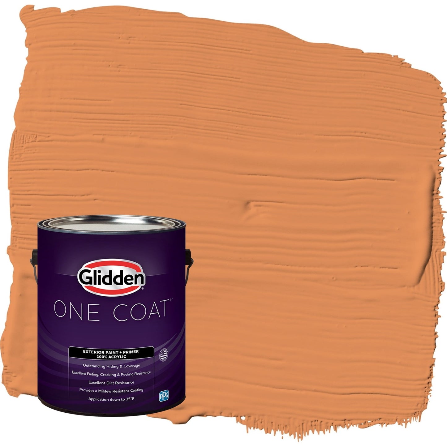 Glidden One Coat Carrot Cake / Orange Semi-Gloss Exterior Paint with Primer, 1 Gallon