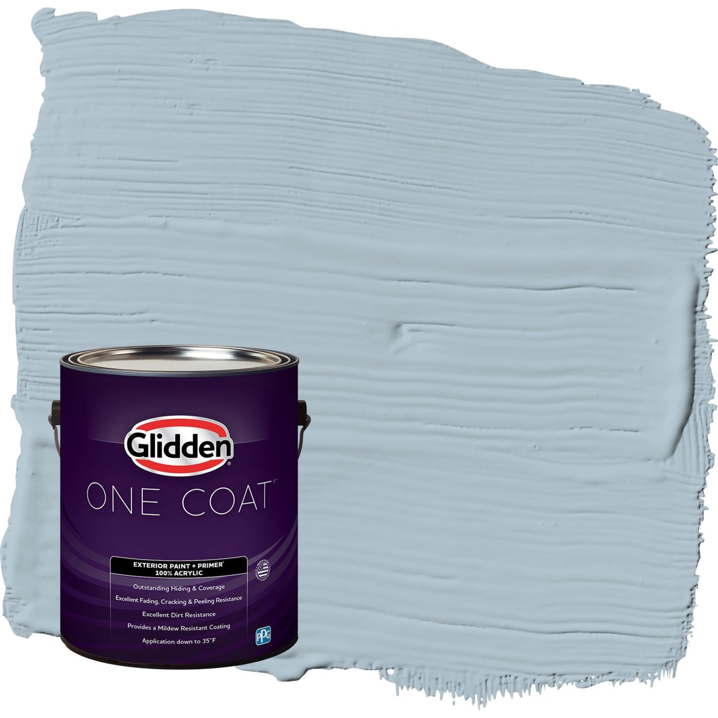 Glidden One Coat Chambray / Blue Semi-Gloss Exterior Paint with Primer, 1 Gallon