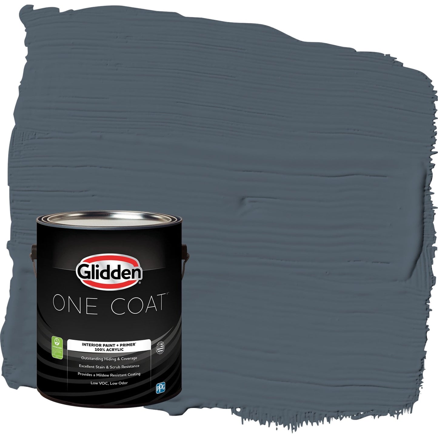 Glidden One Coat Goblin / Gray Semi-Gloss Interior Paint with Primer, 1 Gallon