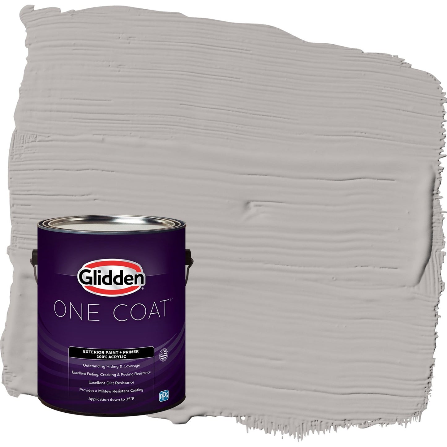 Glidden One Coat Gray Marble / Grey Semi-Gloss Exterior Paint with Primer, 1 Gallon