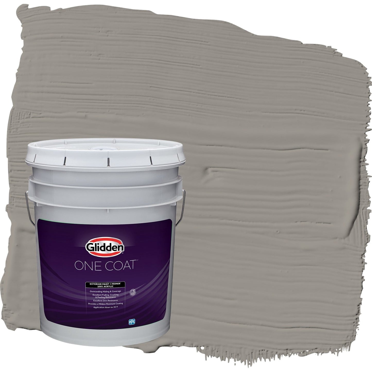 Glidden One Coat Lazy Afternoon / Gray Semi-Gloss Exterior Paint with Primer, 5 Gallon