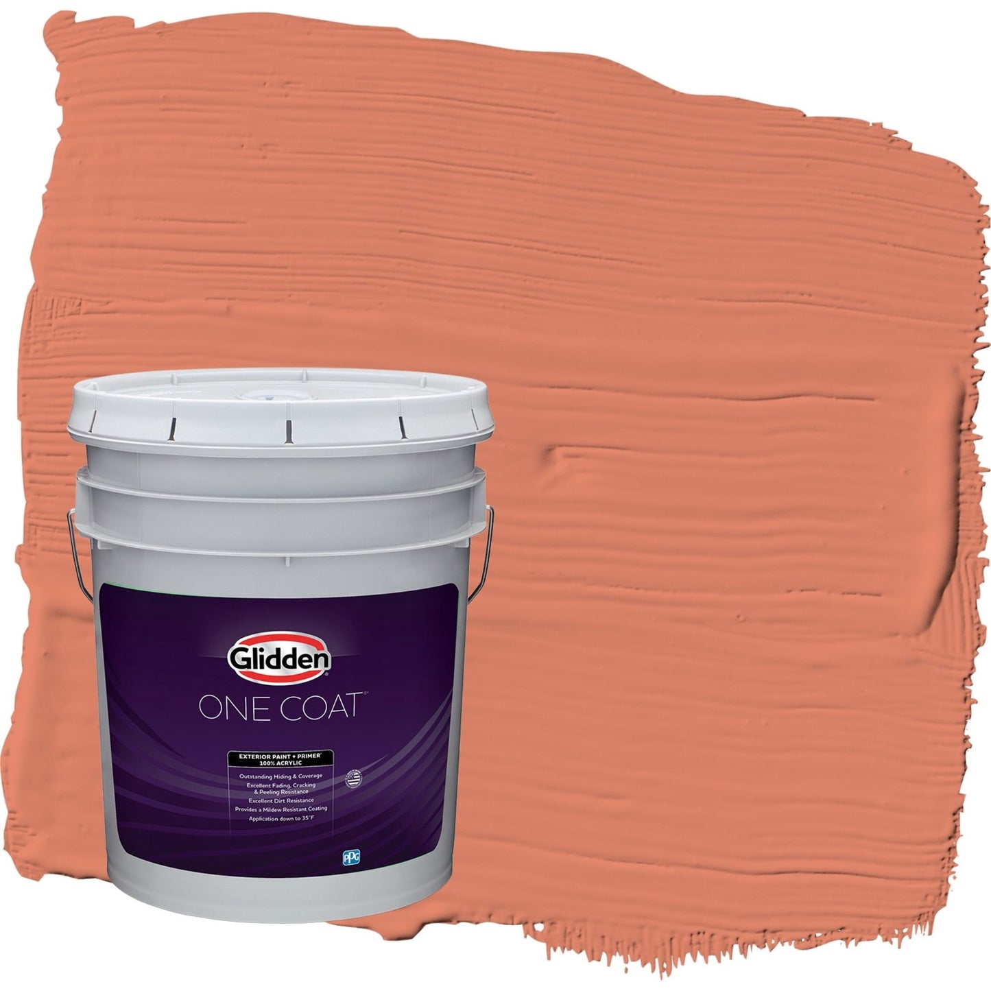 Glidden One Coat Summer Sunset / Orange Semi-Gloss Exterior Paint with Primer, 5 Gallon